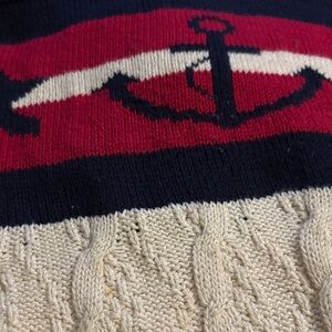 Vintage Nautical Anchor Cable-knit Pullover Fisherman Crewneck Sweater XL